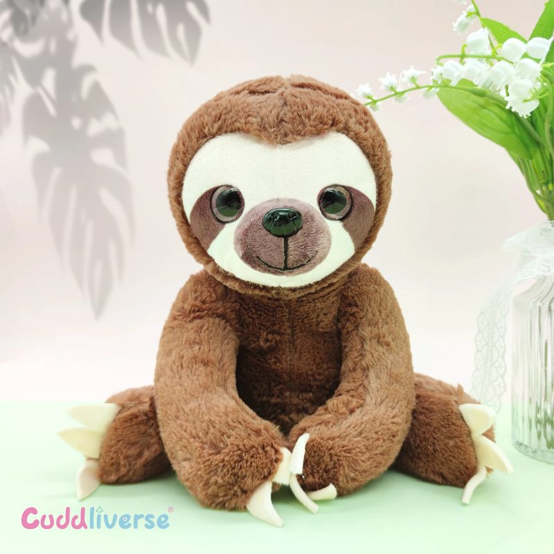 25cm Sloth Plush Toy – Brown & Grey, Soft Simulation Doll for Kids, Holiday/Birthday Gift