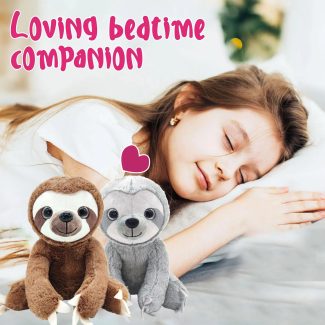 25cm Sloth Plush Toy – Brown & Grey, Soft Simulation Doll for Kids, Holiday/Birthday Gift