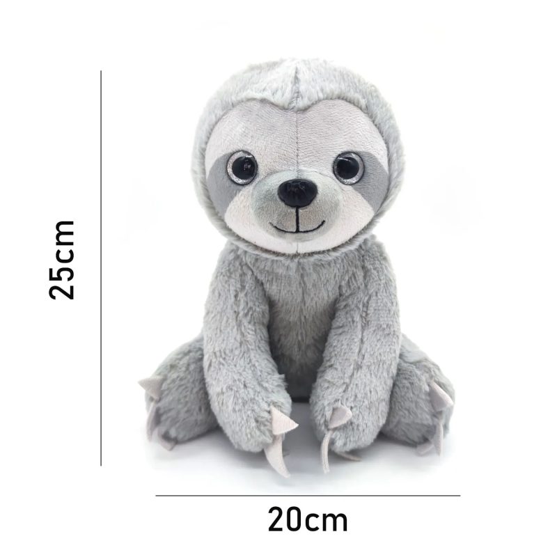 25cm Sloth Plush Toy – Brown & Grey, Soft Simulation Doll for Kids, Holiday/Birthday Gift