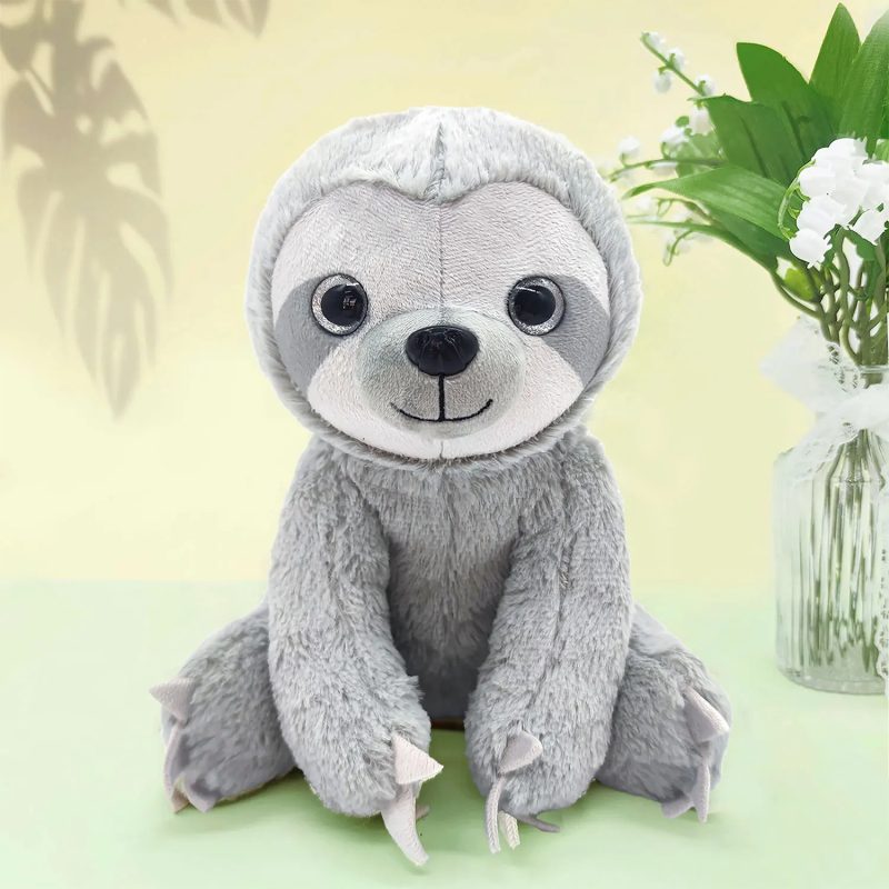 25cm Sloth Plush Toy – Brown & Grey, Soft Simulation Doll for Kids, Holiday/Birthday Gift